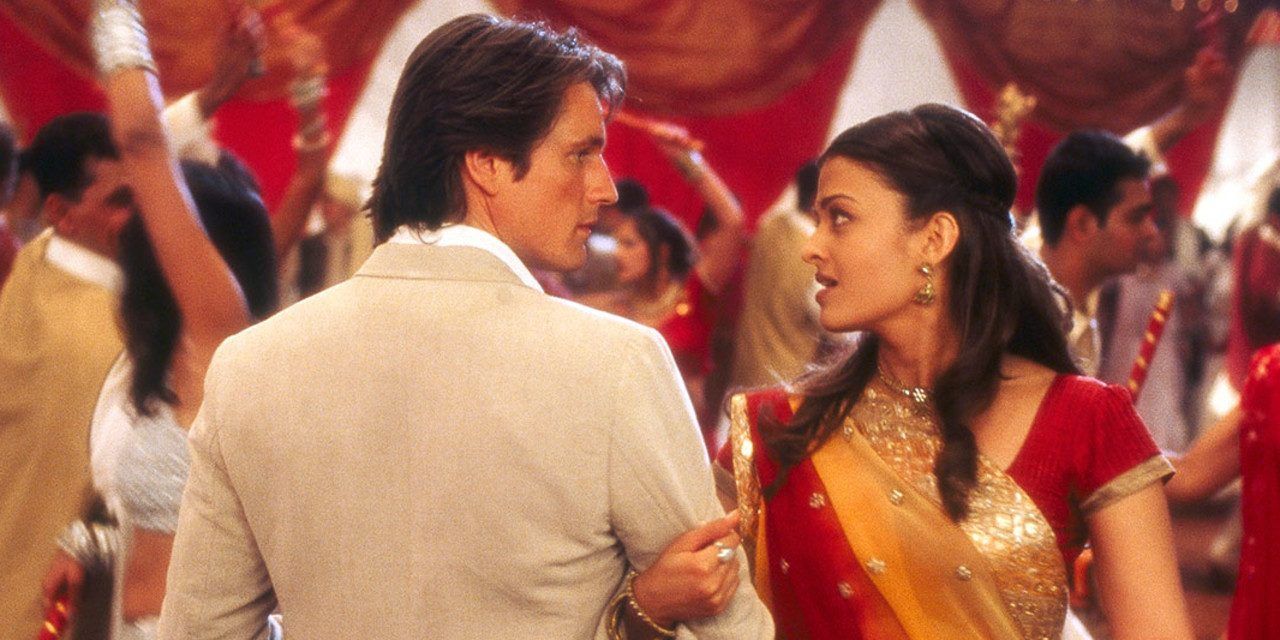 The Bride and Prejudice versions of Darcy and Lizzie dance in a musical number