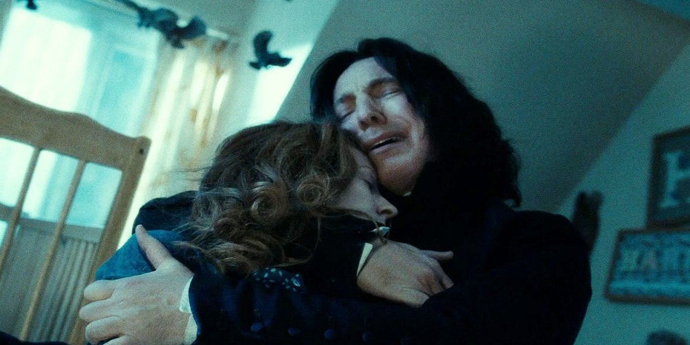 Snape hugging dead Lily in Godric's Hollow Harry Potter