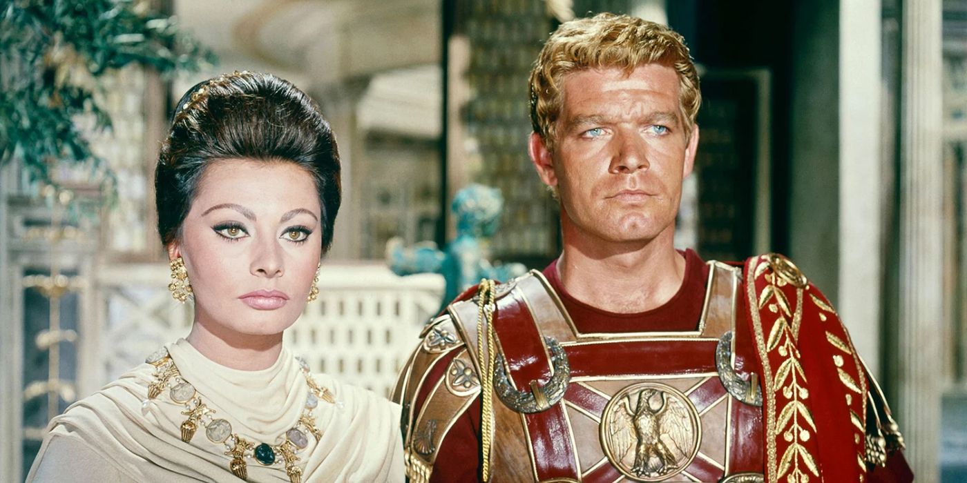 A man and a woman in The Fall Of The Roman Empire (1964).