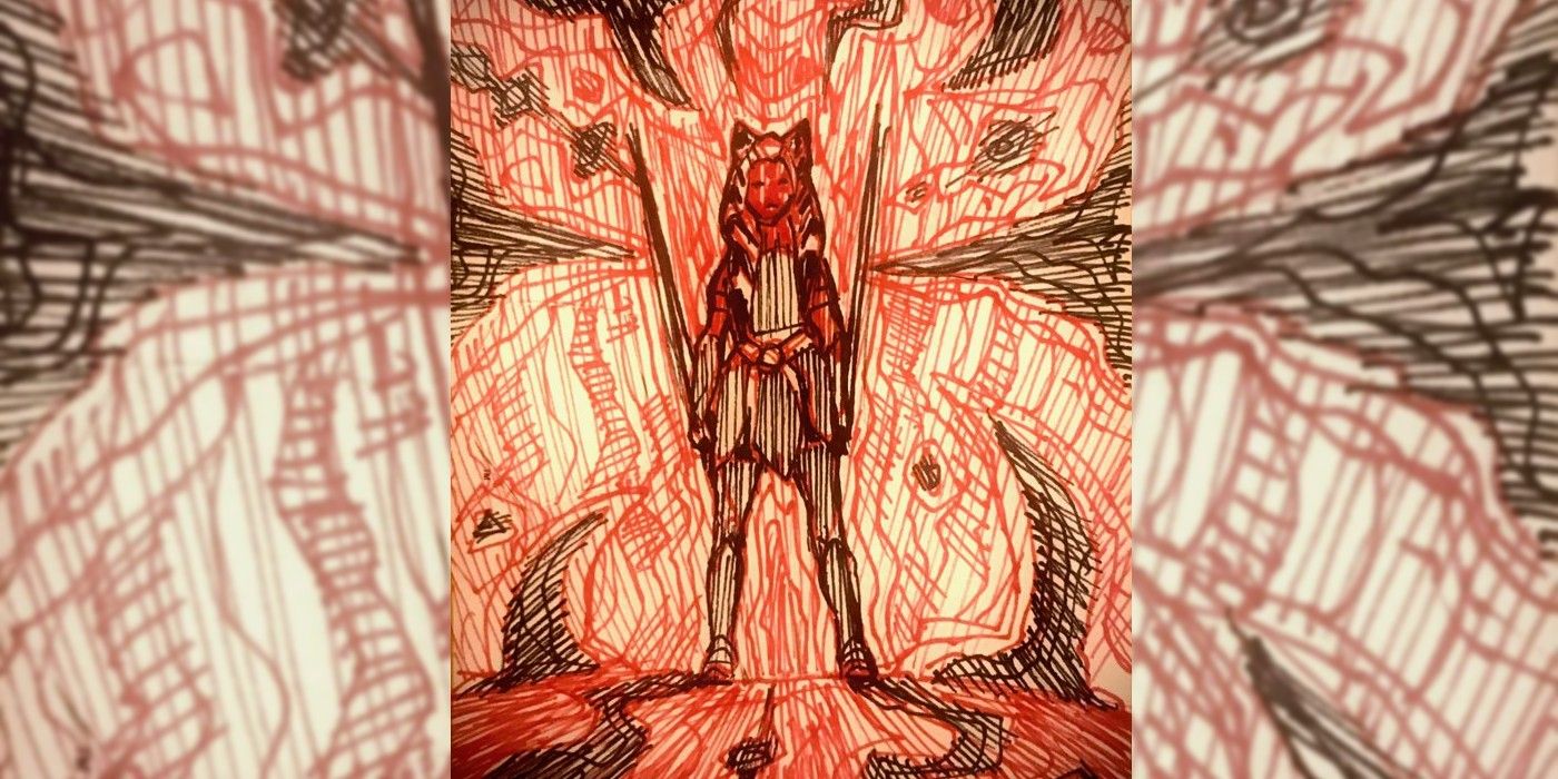 Ahsoka With Maul Pattern Art by Dave Filoni CROPPED