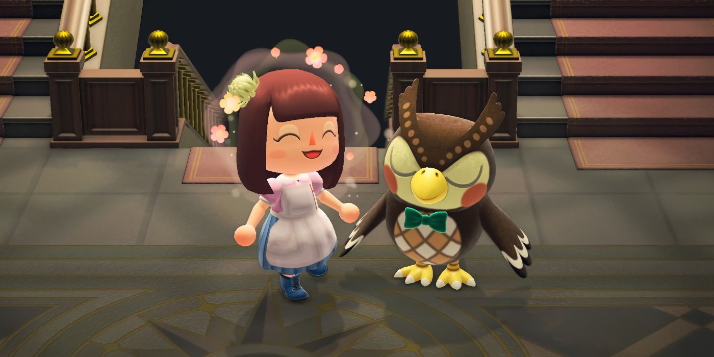 Owl and villager in Animal Crossing