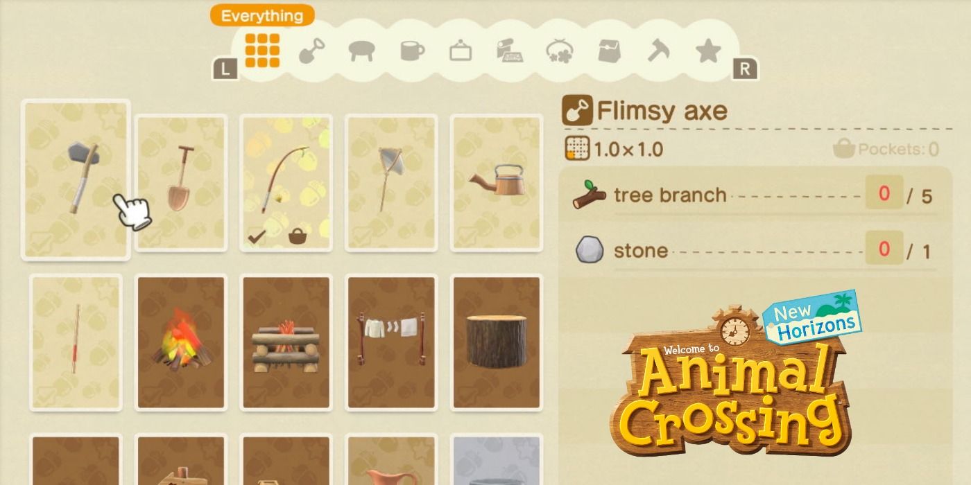 Animal Crossing New Horizons Crafting Screen