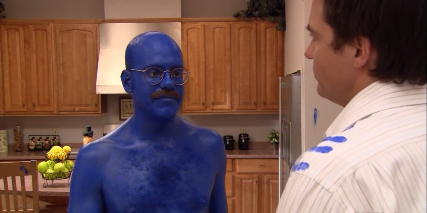 Tobias covered in blue paint in Arrested Development 