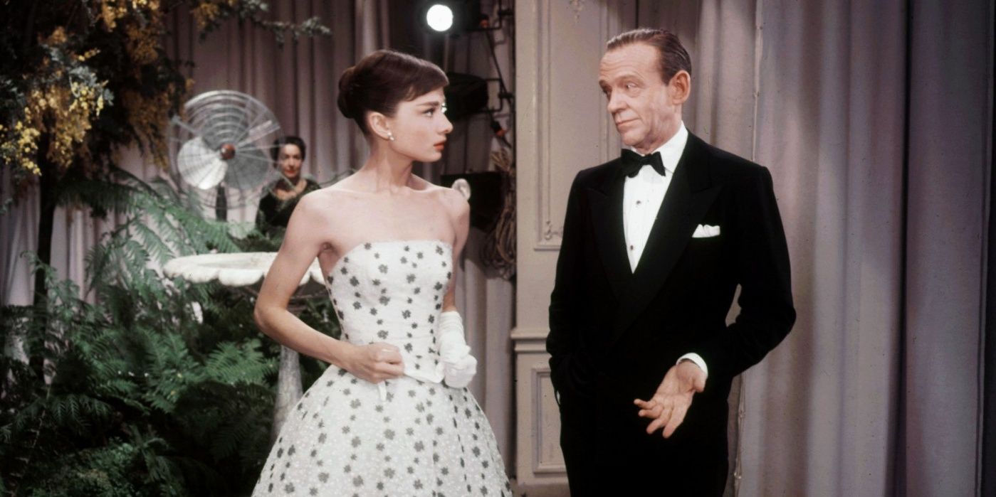 Audrey Hepburn looking at Fred Astaire in Funny Face