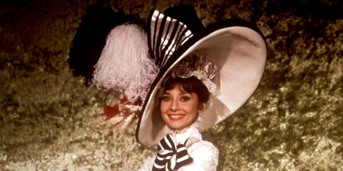 Audrey Hepburn with a hat on in My Fair Lady