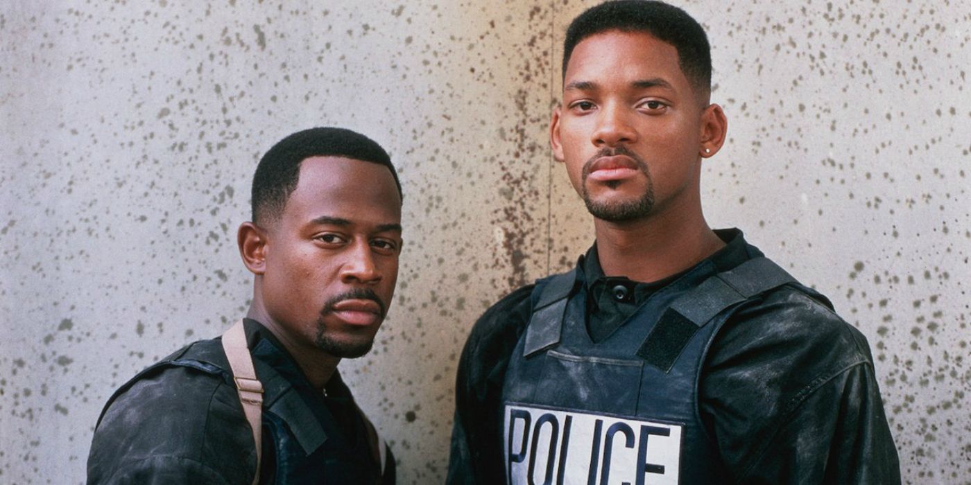 Martin Lawrence and Will Smith look serious in Bad Boys