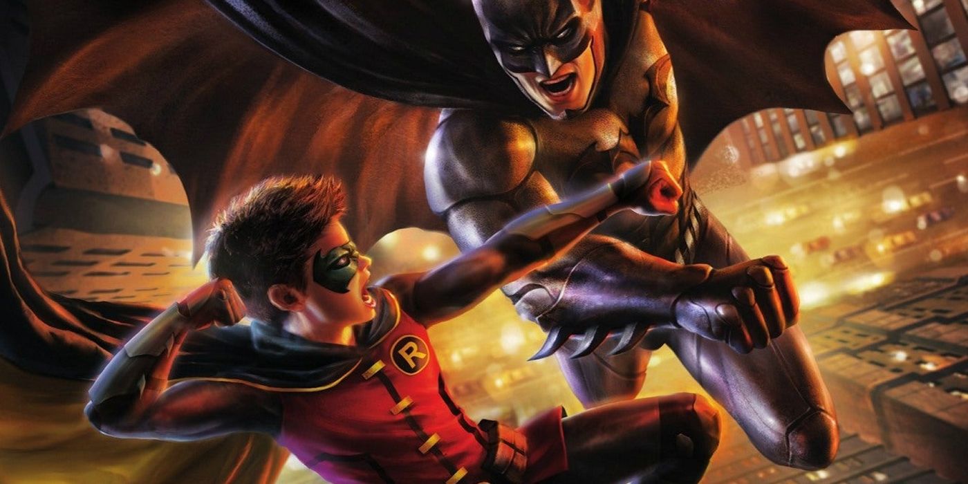 Batman fighting his son Robin.