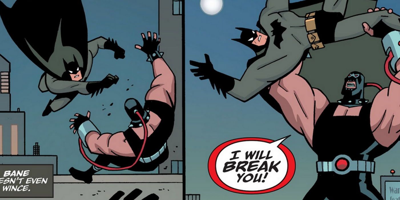 Batman fights Bane in the comics 