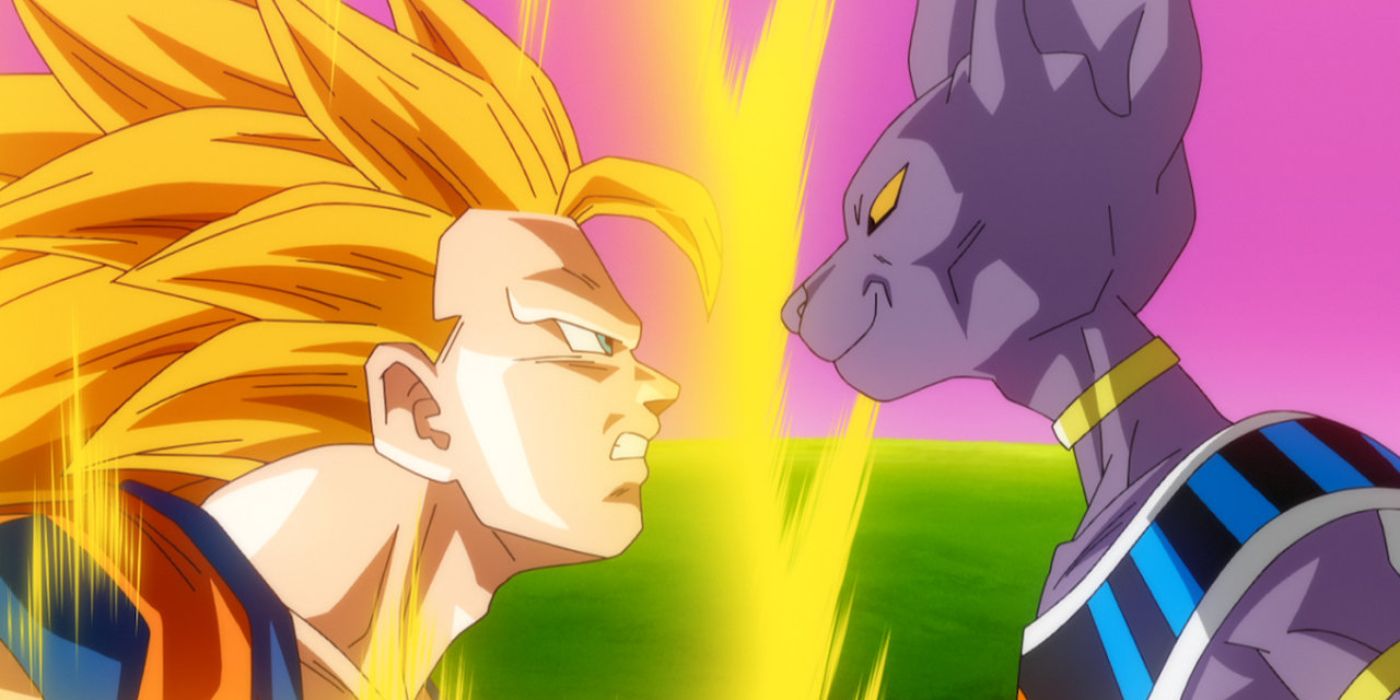 An image of Vegeta and Beerus facing off in Dragonball Z