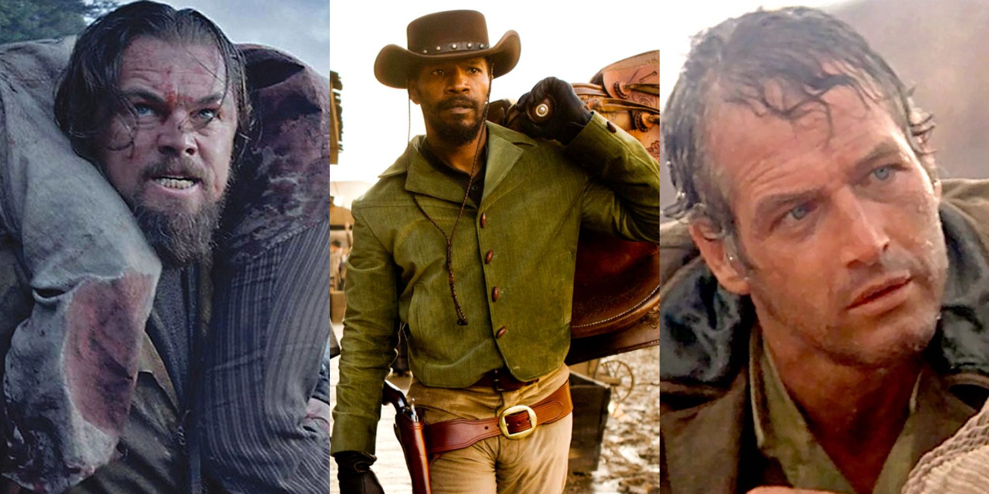 Split image of The Revenant, Django Unchained and Butch Cassidy and the Sundance Kid