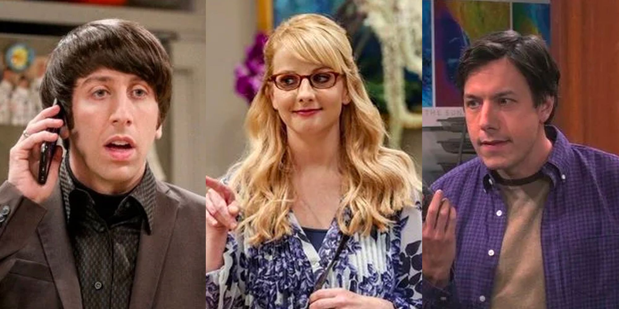 A collage of Howard, Bernadette, and Barry from Big Bang Theory
