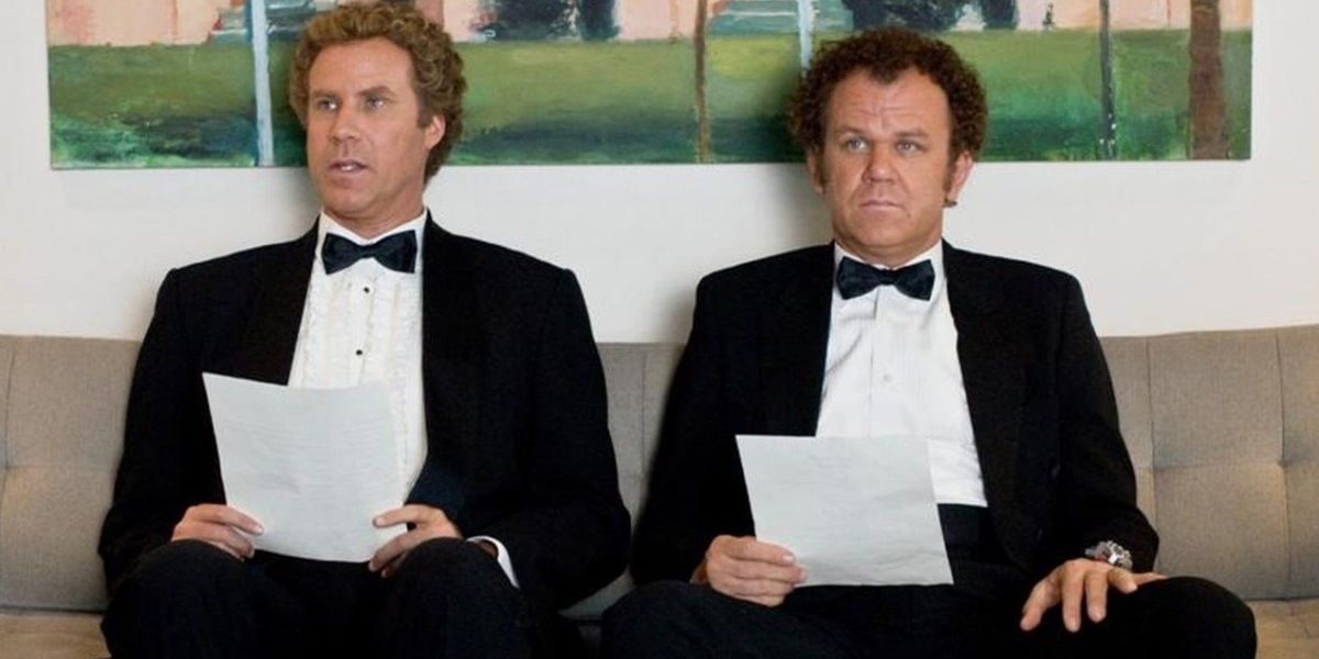 Brennan and Dale in tuxedos in Step Brothers