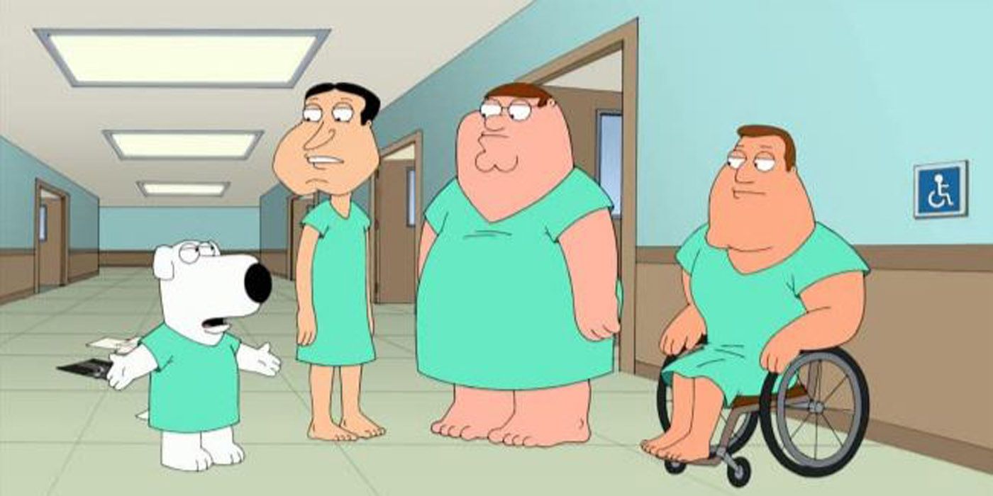 Brian talking to the guys in a hospital in Family Guy.