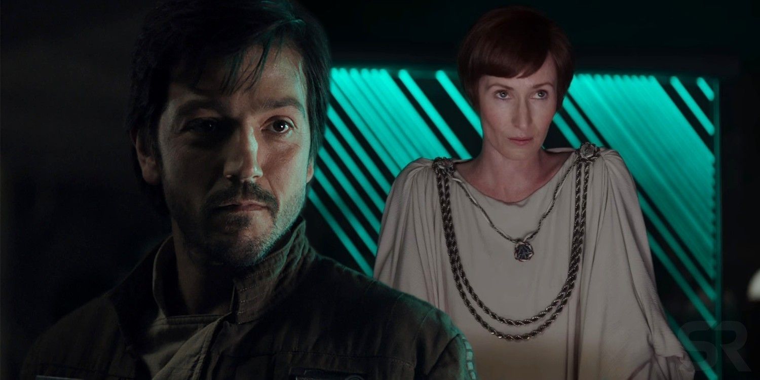 Combined image of Cassian and Mon Mothma in Rogue One