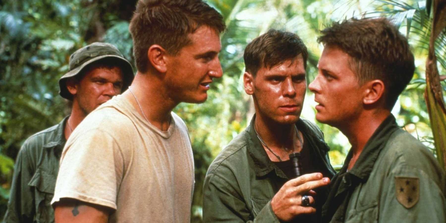 Michael J. Fox and Sean Penn argue in Casualties of War