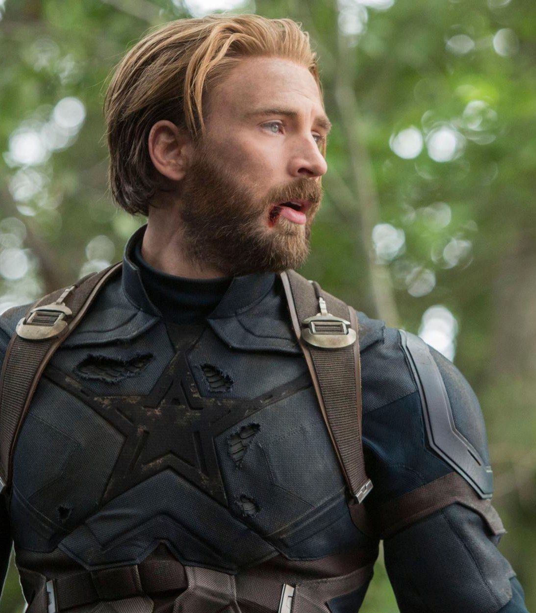 Chris Evans as Captain America in Avengers Infinity War