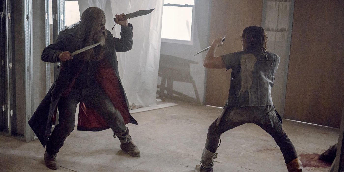 Daryl e Beta lutando em The Walking Dead