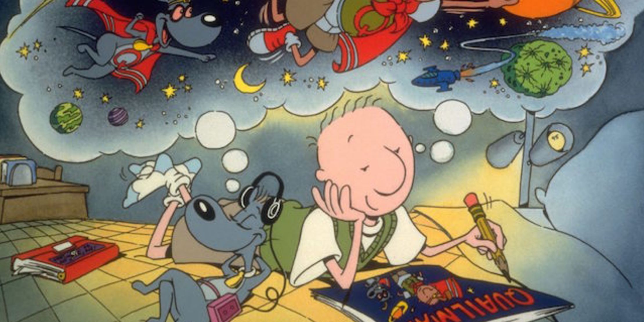 Doug and his dog listening to music in Nickelodeon&rsquo;s Doug