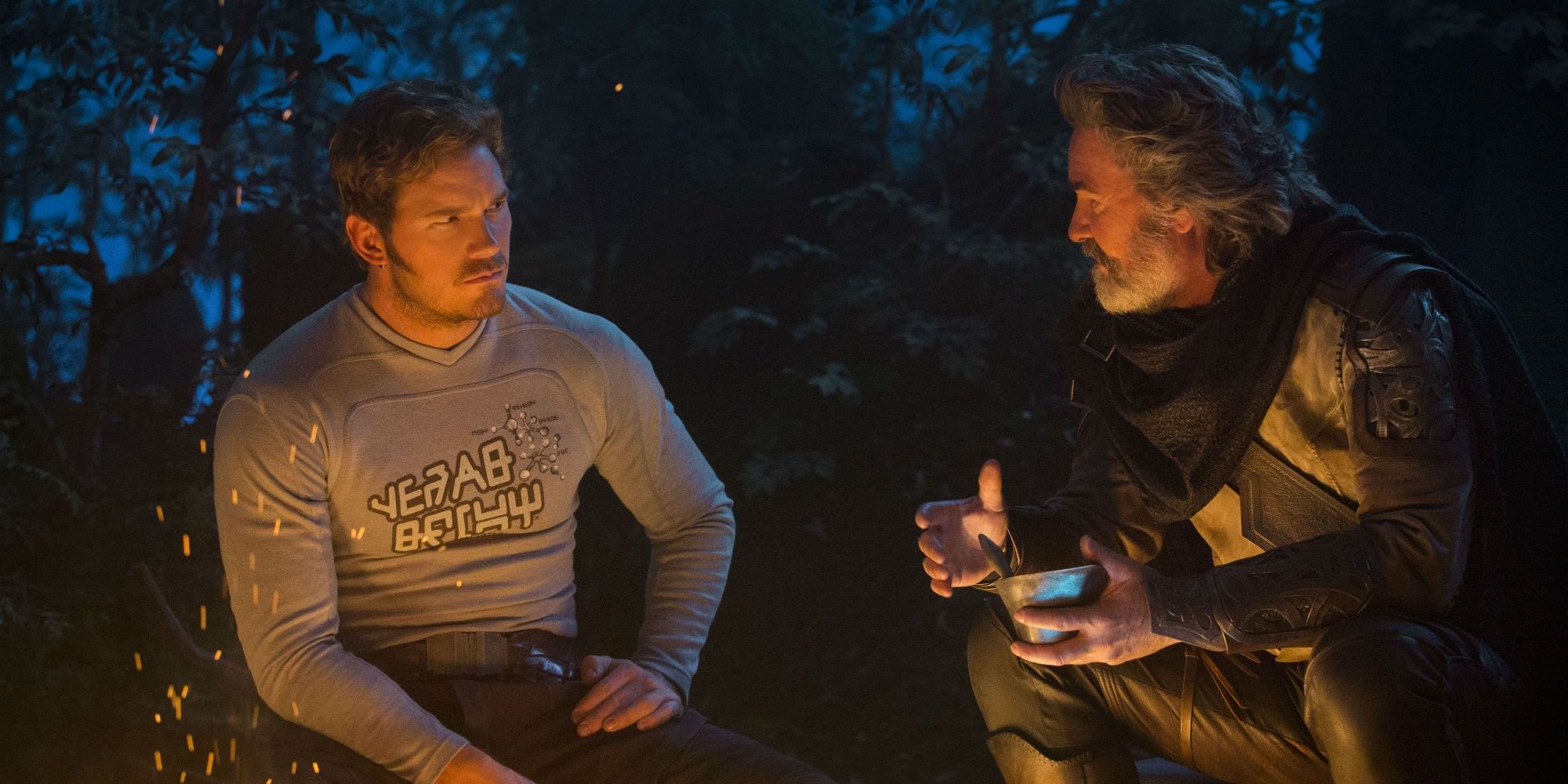 Ego and Star-Lord talk by the fire