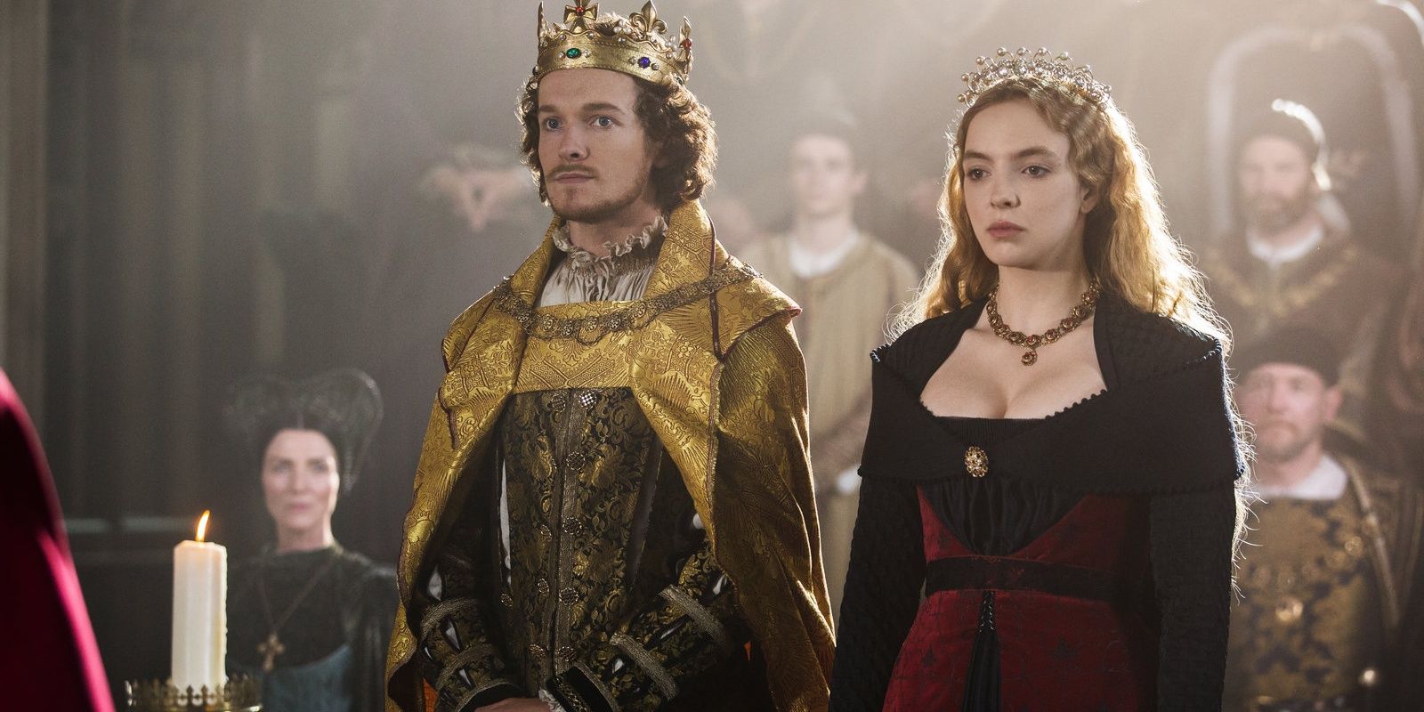 Jodie Comer as Elizabeth with Henry VII in The White Princess