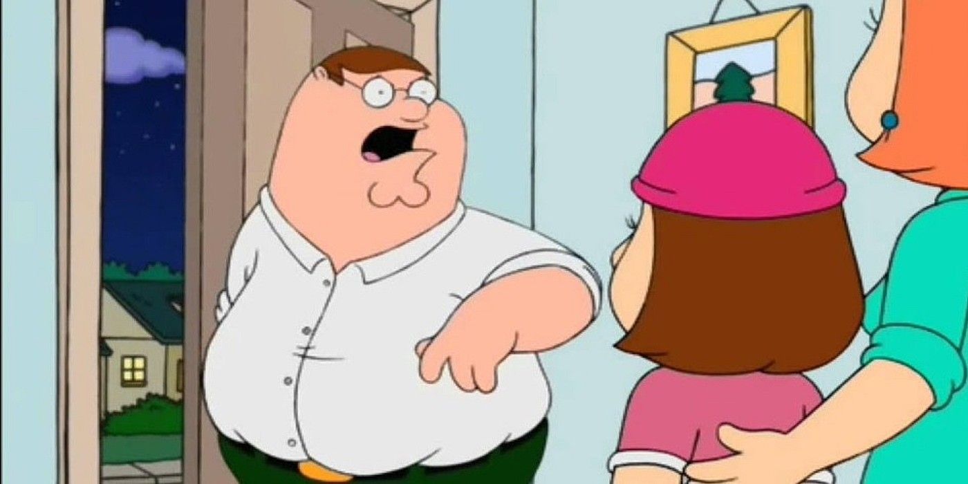 Peter fighting with Lois and Meg on Family Guy