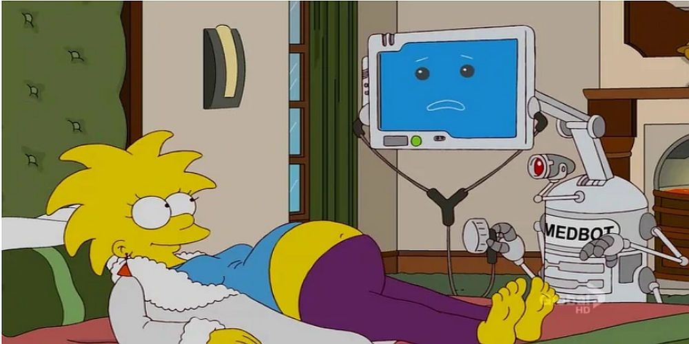 A pregnant Maggie gets treated by an A.I. Ultrasound device