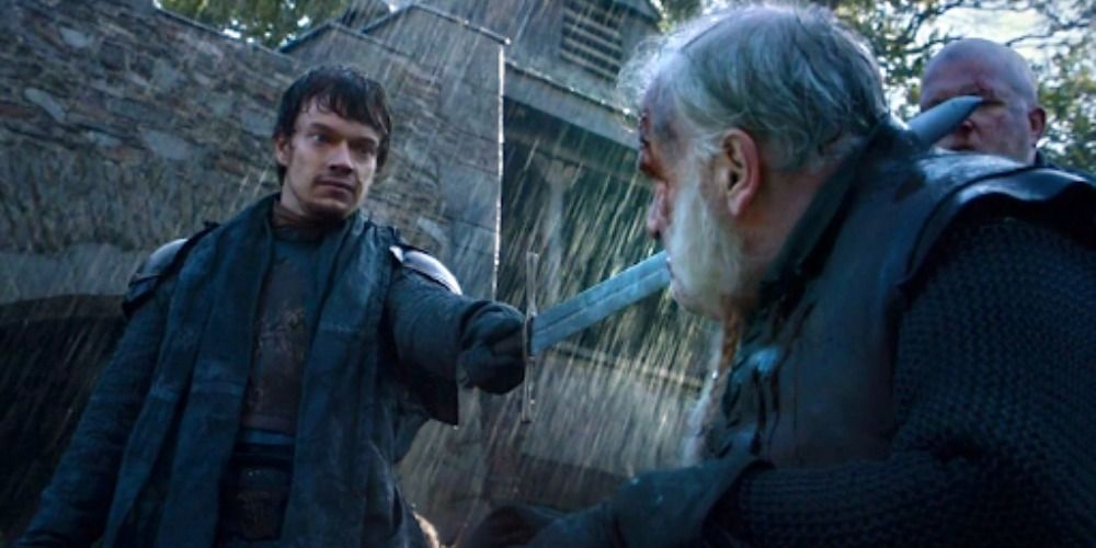 Theon executes Ser Roderik at Winterfell in Game of Thrones