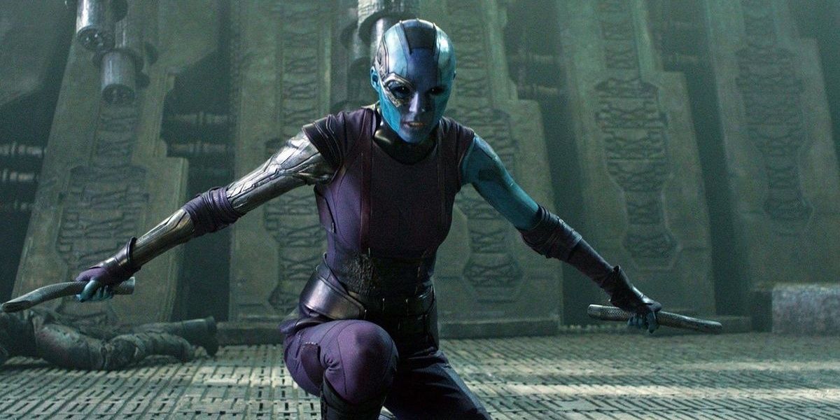 An image of Nebula in a fighting pose in Guardians of the Galaxy