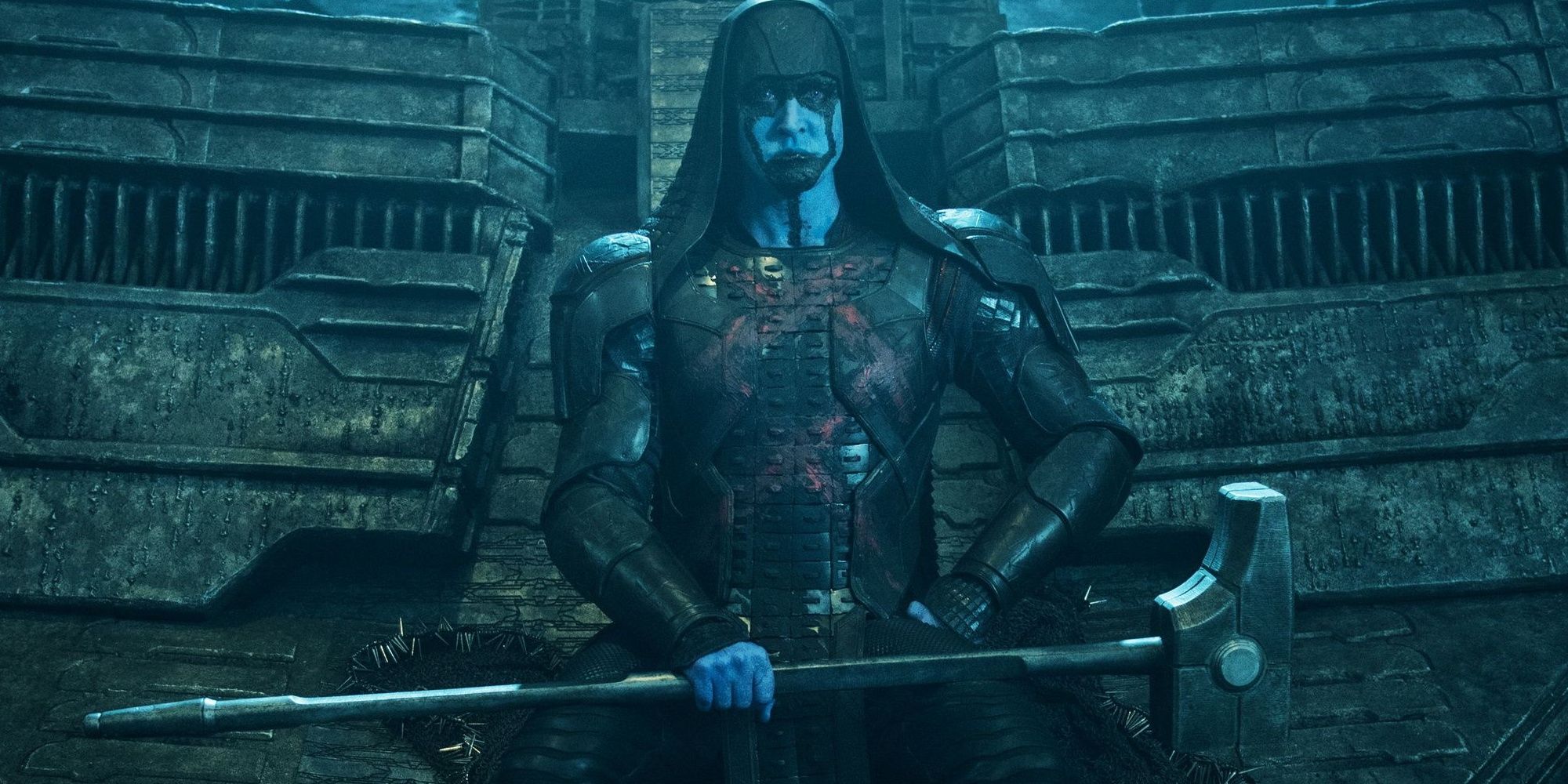 Ronan sits on his throne in Guardians of the Galaxy