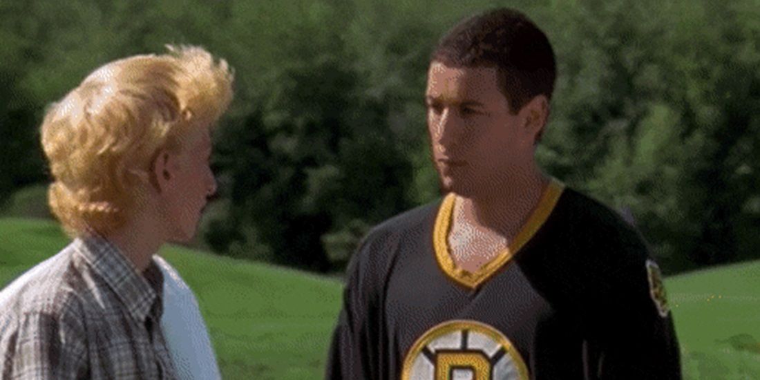 Adam Sandler talking to his young caddy in Happy Gilmore