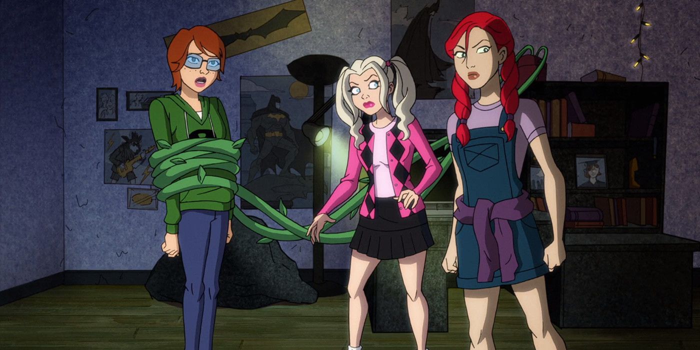 Harley Quinn Barbara Gordon with Harley and Poison Ivy disguised as Co-Eds