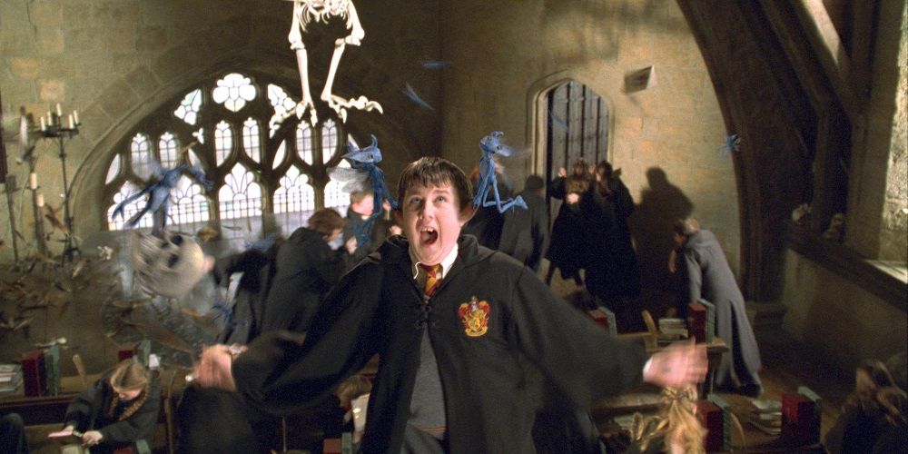 Cornish Pixies carry Neville Longbottom in Harry Potter and the Chamber of Secrets
