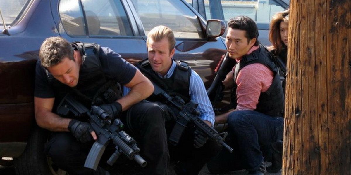 The task force team takes cover during a shootout in Hawaii-Five-O