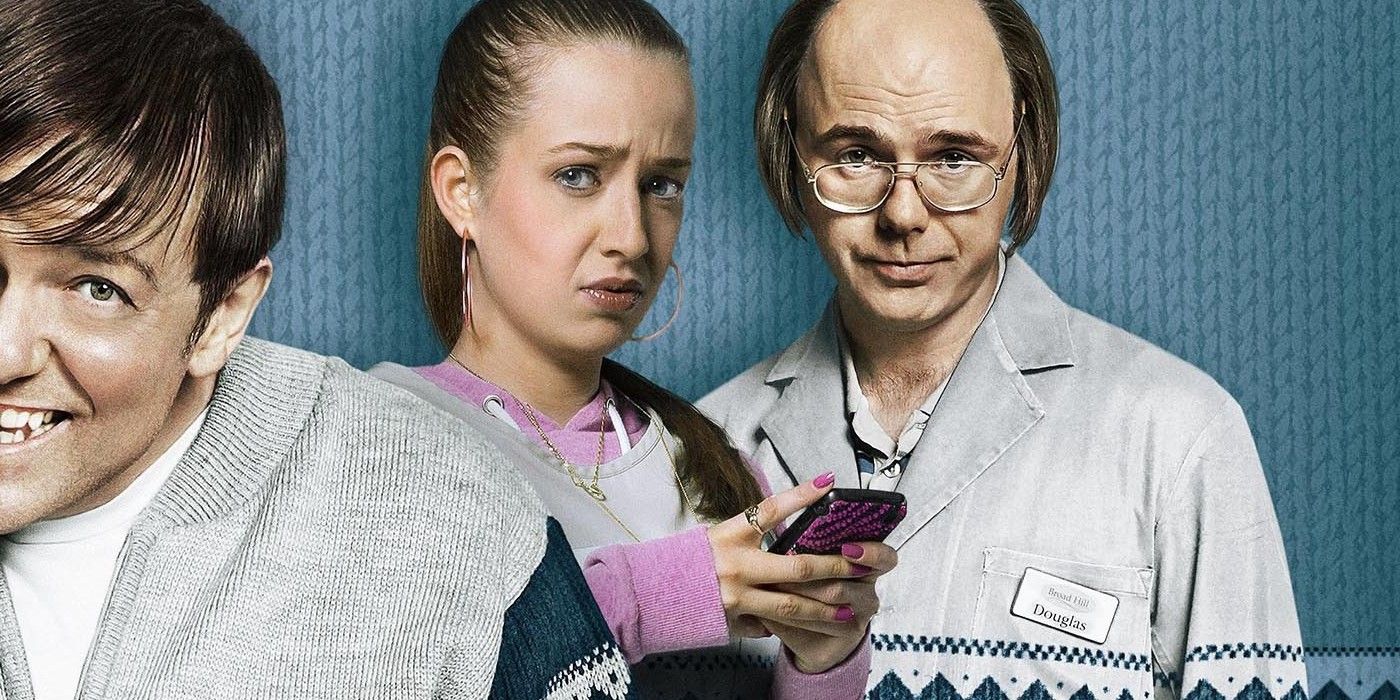 Holli Dempsey as Vicky and Karl Pilkington in Derek