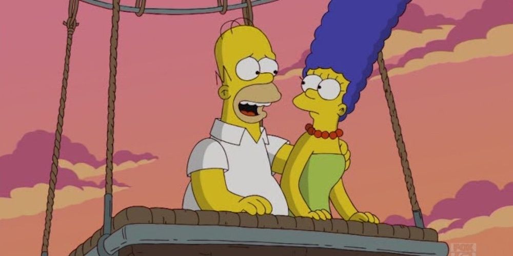 Homer and Marge In Hot Air Balloon