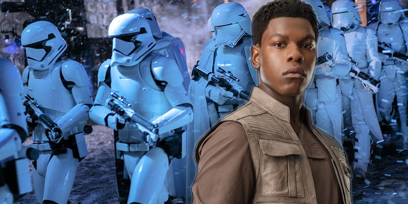 John Boyega as Finn and First Order Stormtroopers