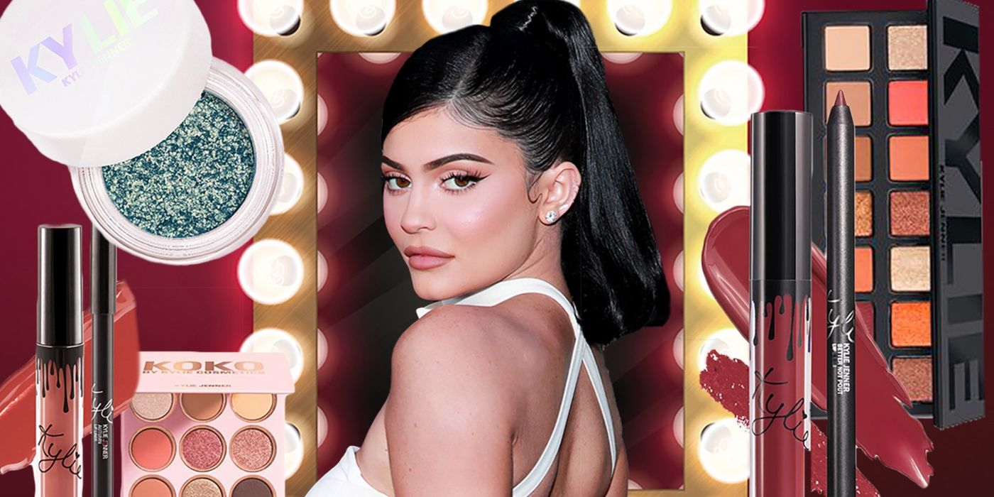 KUWTK Kylie Jenner Kylie Cosmetics montage of kylie with makeup products