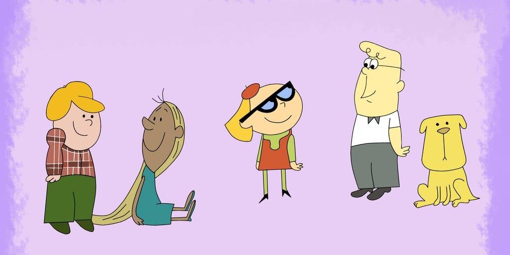 Characters from KaBlam! sitting in front of a pink screen