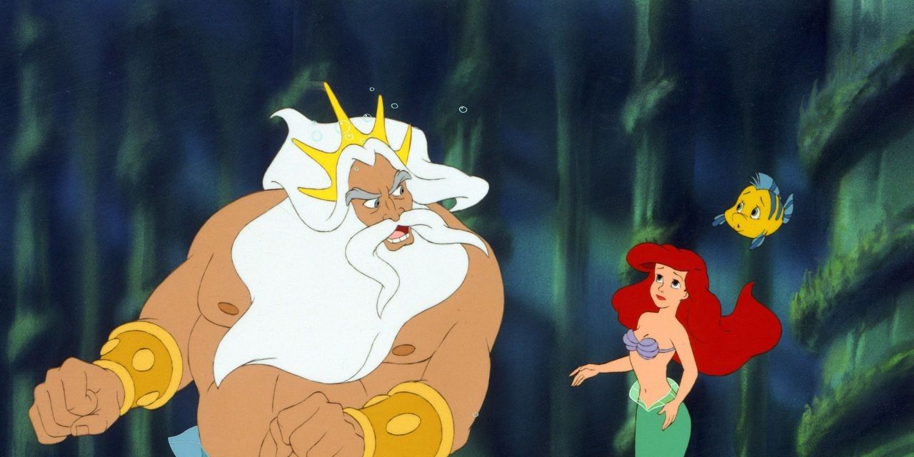 King Triton And Ariel With Flounder