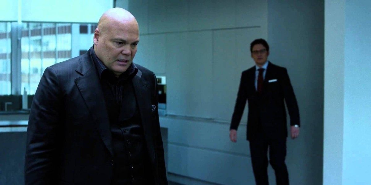 Wesley tries to calm the angry Kingpin in Daredevil