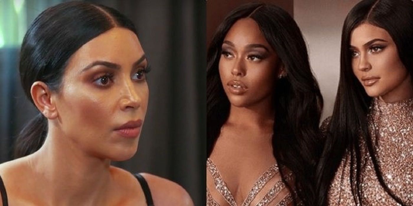 Split image of Kim, Jordyn and Kylie on KUWTK