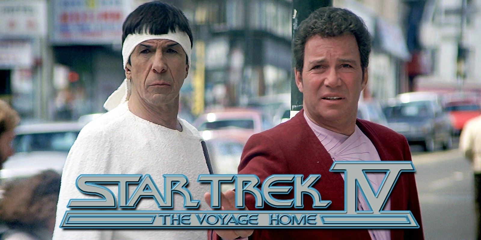 Leonard Nimoy as Spock and William Shatner as Kirk in Star Trek Voyage Home
