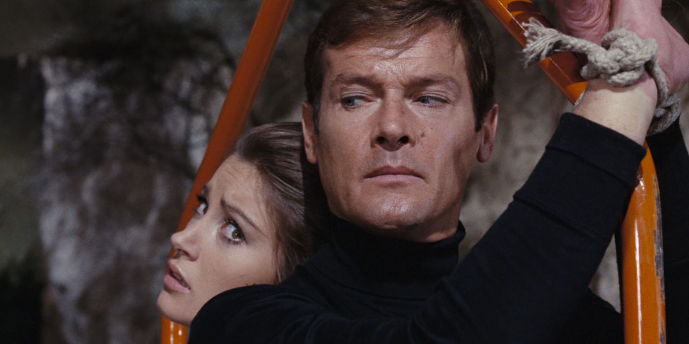 Roger moore tied up in Live and Let Die