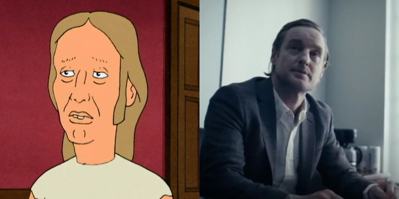 Split image of Owen Wilson and Lucky Kleinschmidt from King of the Hill