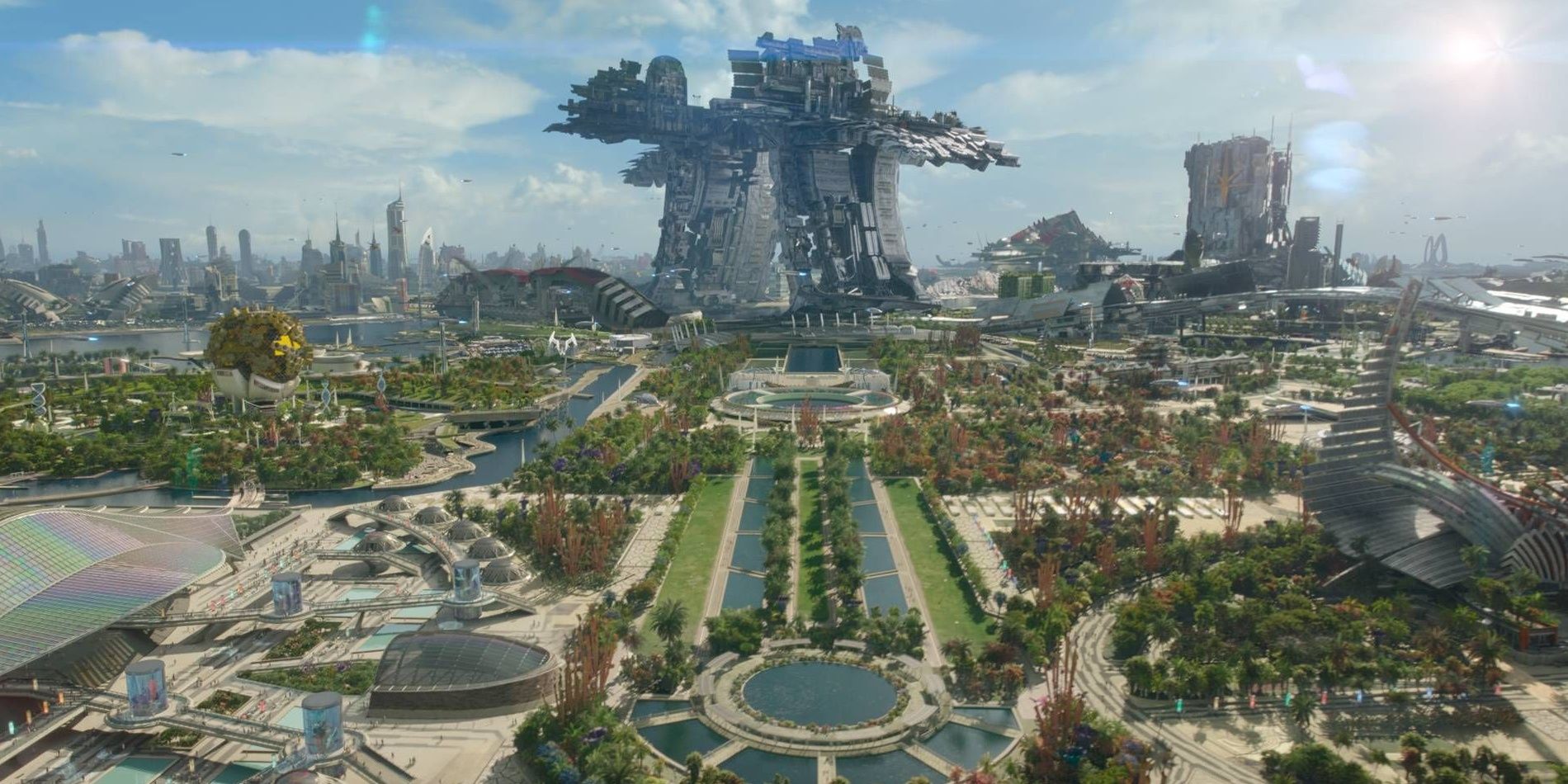 A wide shot of Xandar during the day