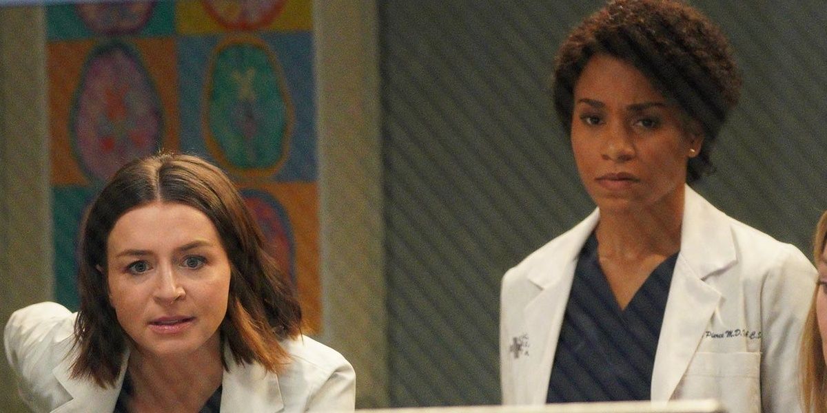 Maggie and Amelia inspecting a scan on Grey's Anatomy