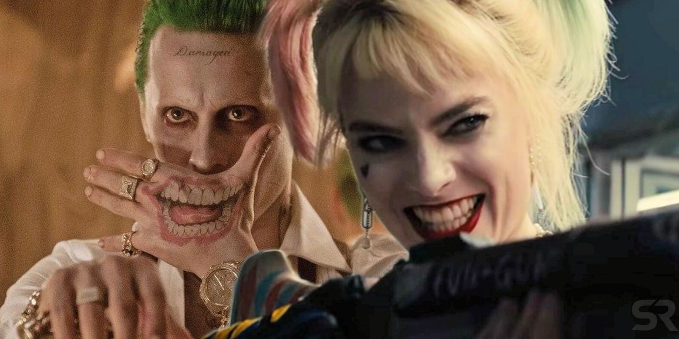 Margot Robbie as Harley Quinn and Jared Leto as Joker