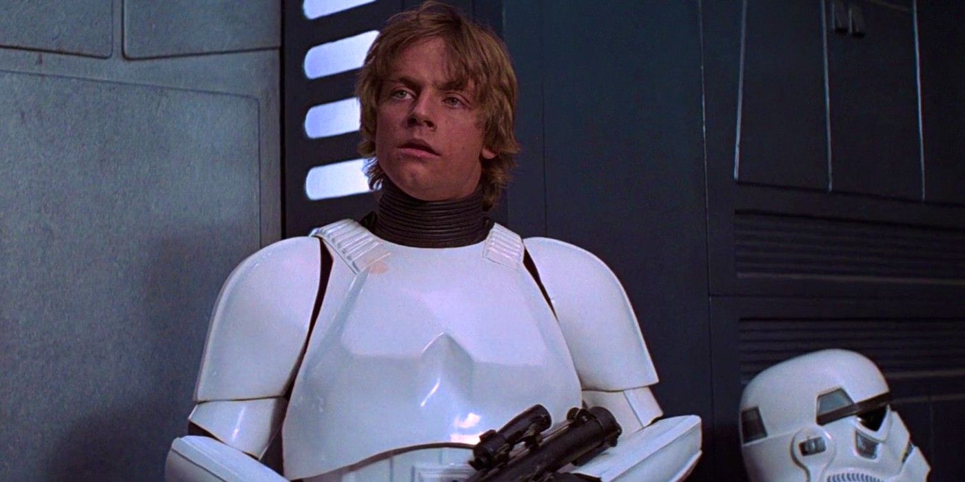 Mark Hamill as Luke in Stormtrooper gear from A New Hope