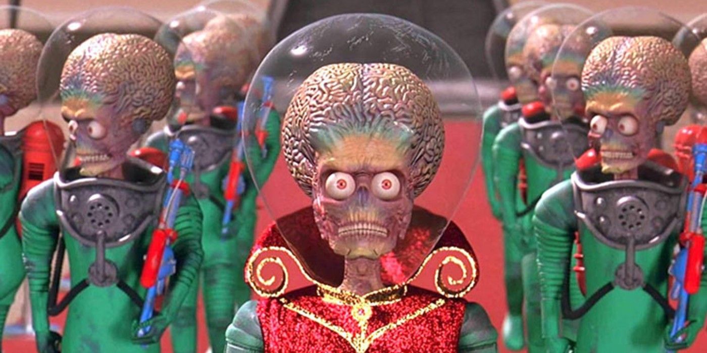 The Martian ambassador flanked by his guards in Mars Attacks