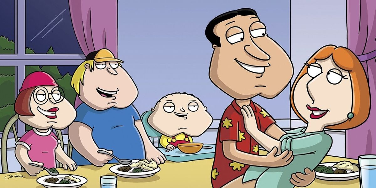 A promotional image for the Family Guy episode Meet the Quagmires.